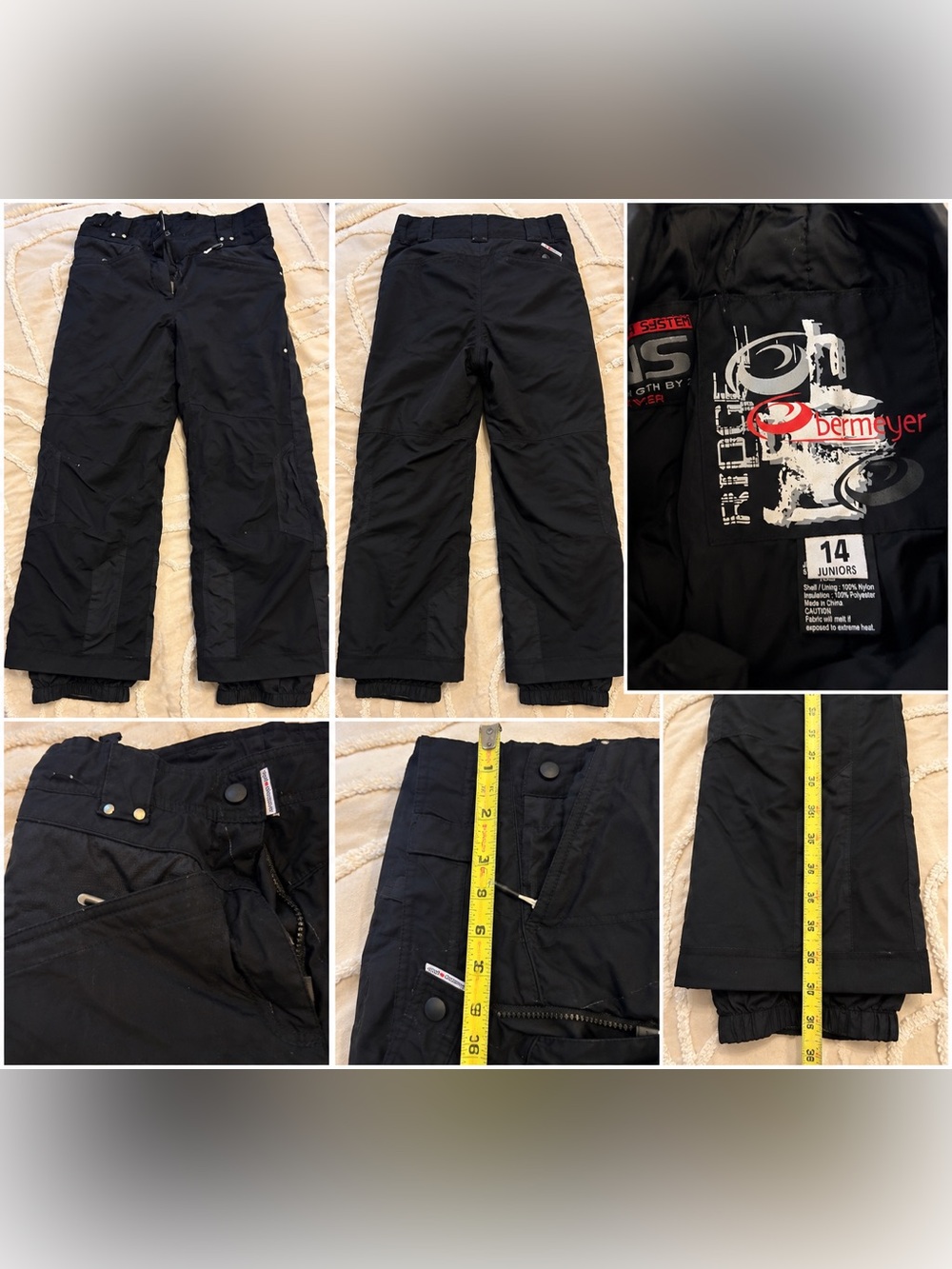 Obermeyer Black Boys Cargo Snow Pants